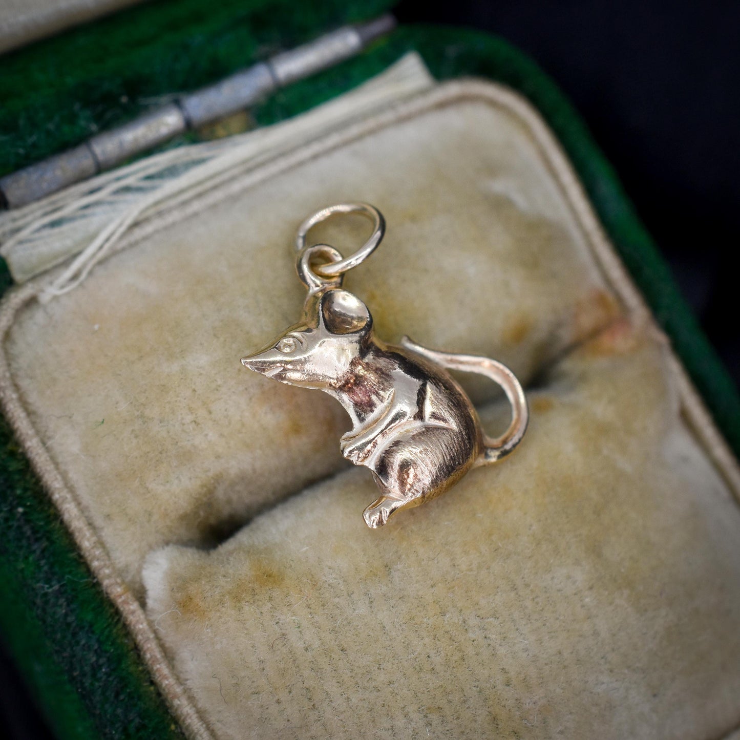 Vintage 9ct Gold Mouse Charm Pendant