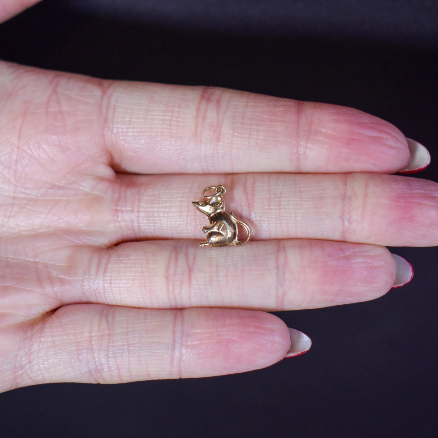 Vintage 9ct Gold Mouse Charm Pendant