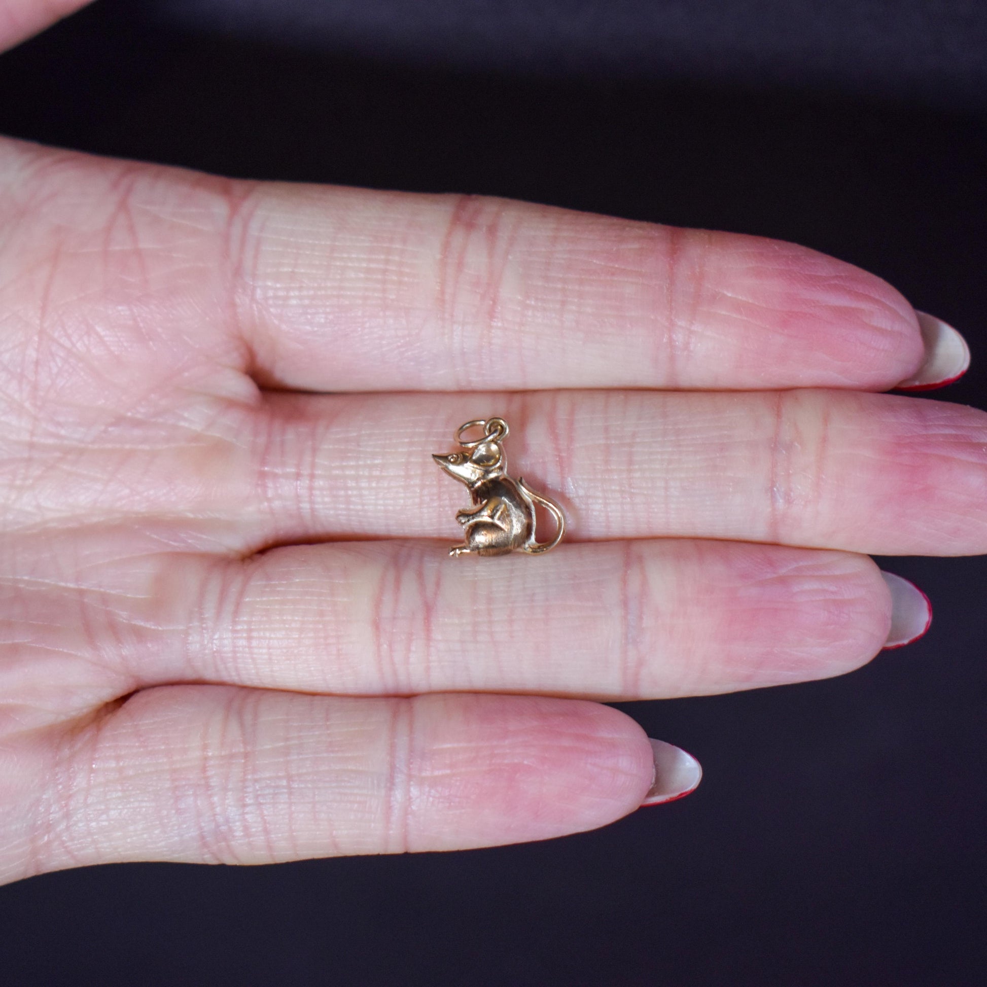 Vintage 9ct Gold Mouse Charm Pendant