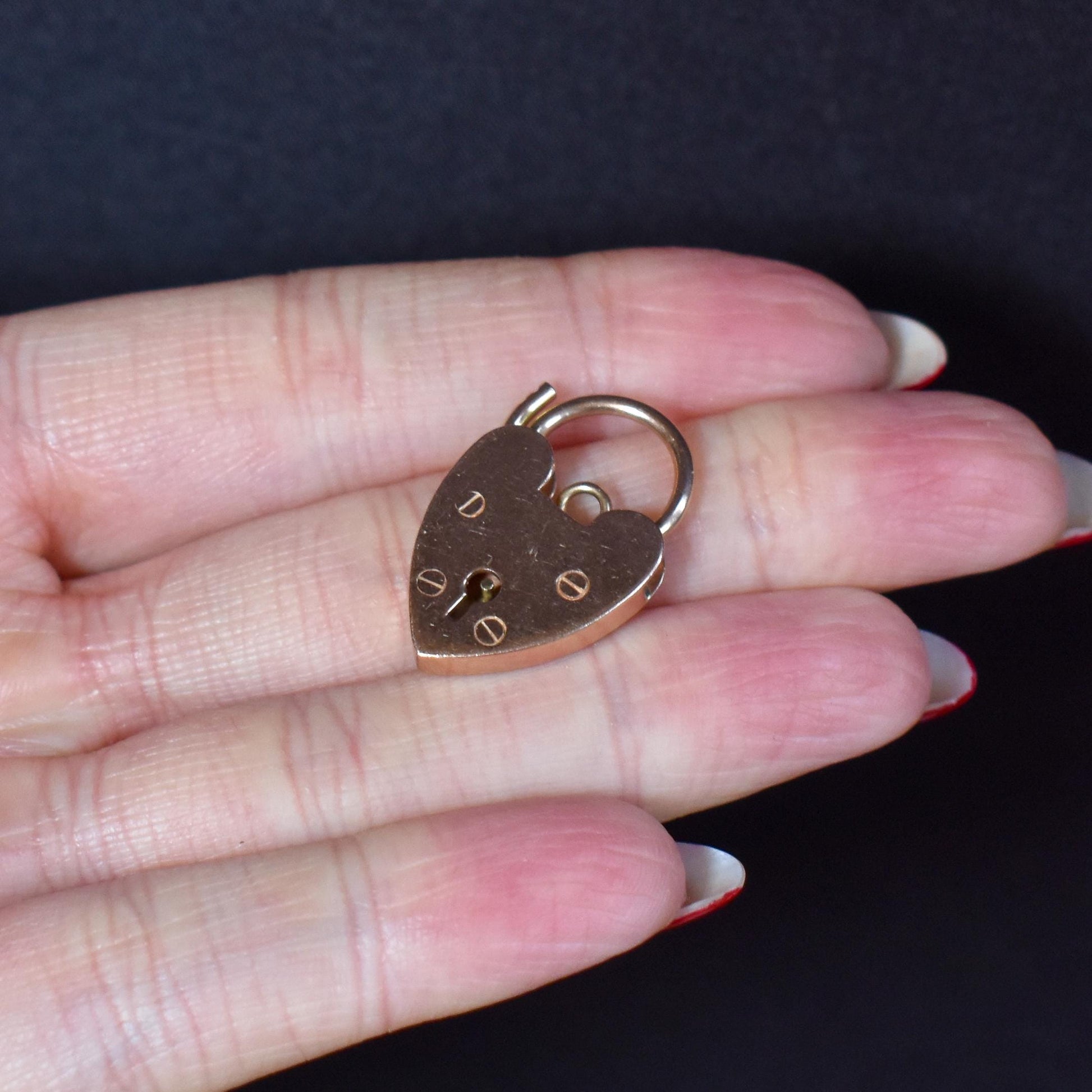 Vintage 9ct Rose Gold Heart Padlock Pendant