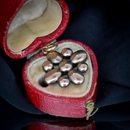 Antique Georgian Flat Cut Garnet Flower Gold Pendant