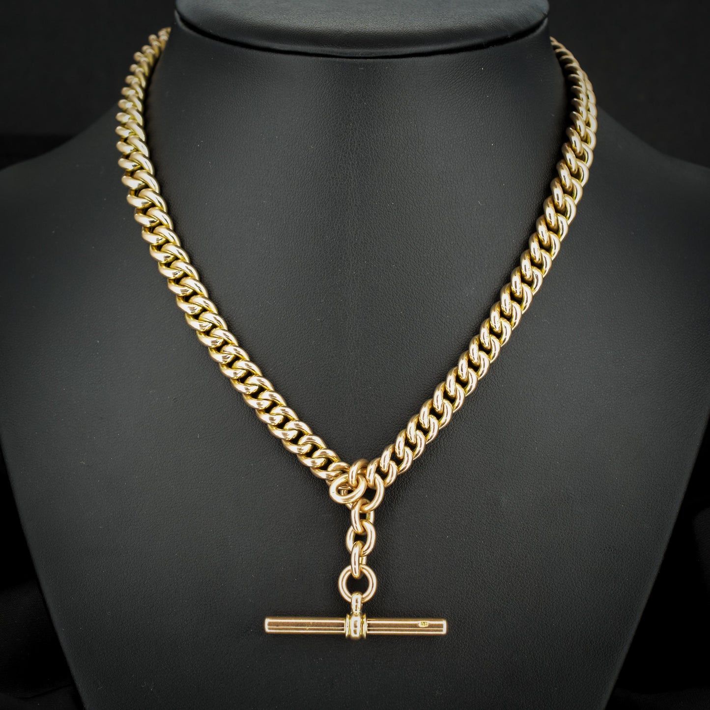 Antique 16" 9ct Gold Double Dog Clip Albert Curb Watch Chain Necklace