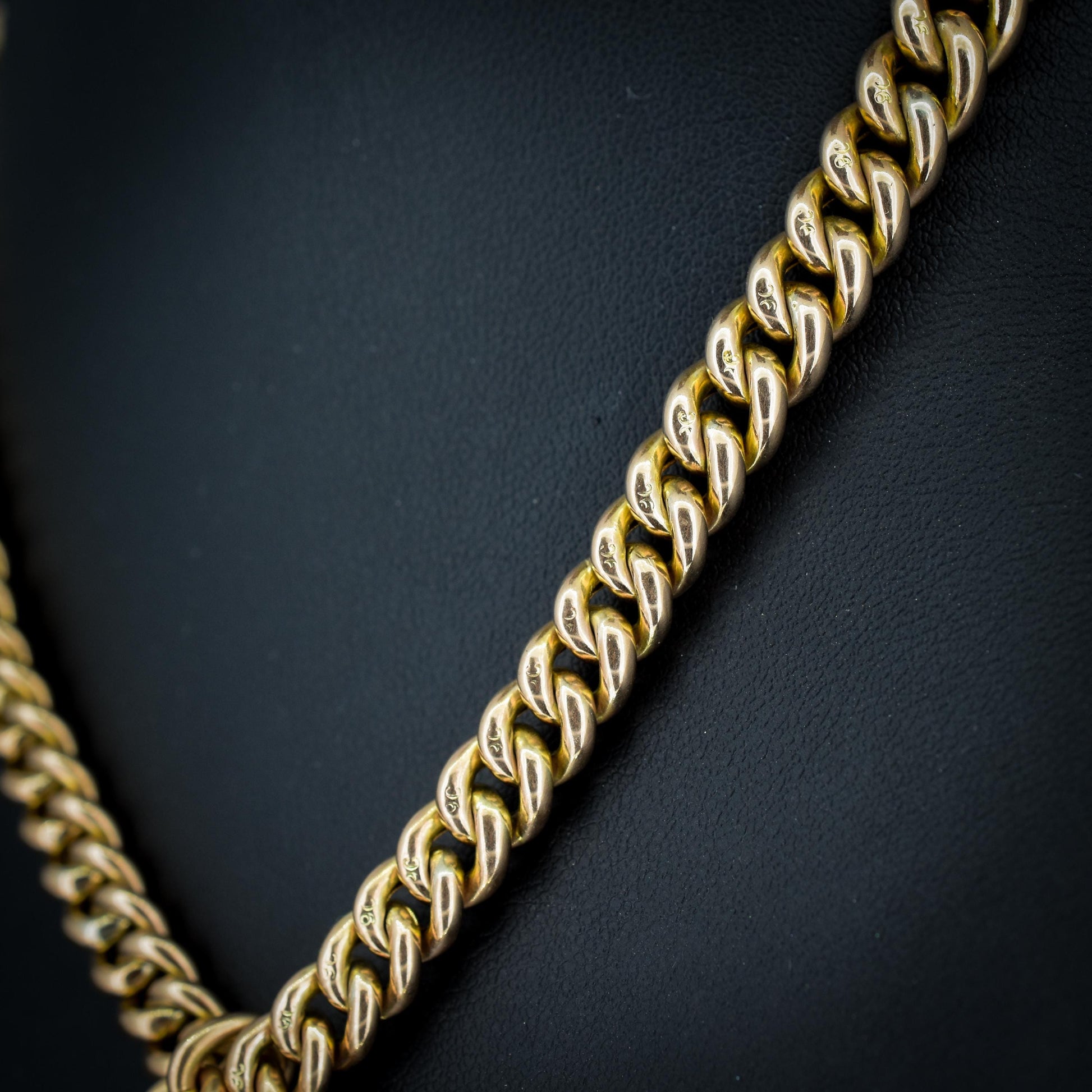 Antique 16" 9ct Gold Double Dog Clip Albert Curb Watch Chain Necklace