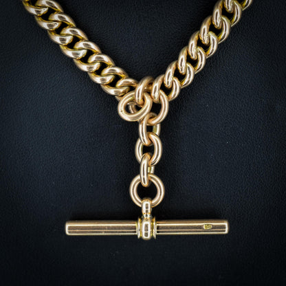 Antique 16" 9ct Gold Double Dog Clip Albert Curb Watch Chain Necklace