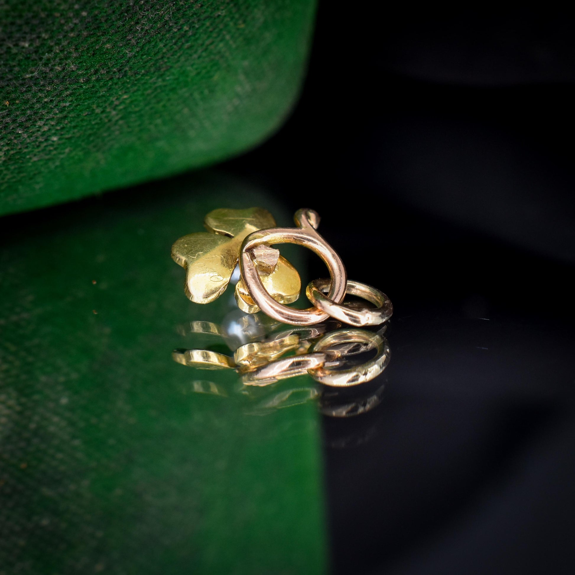 Antique Pearl 15ct Gold Enamel Clover Charm Pendant