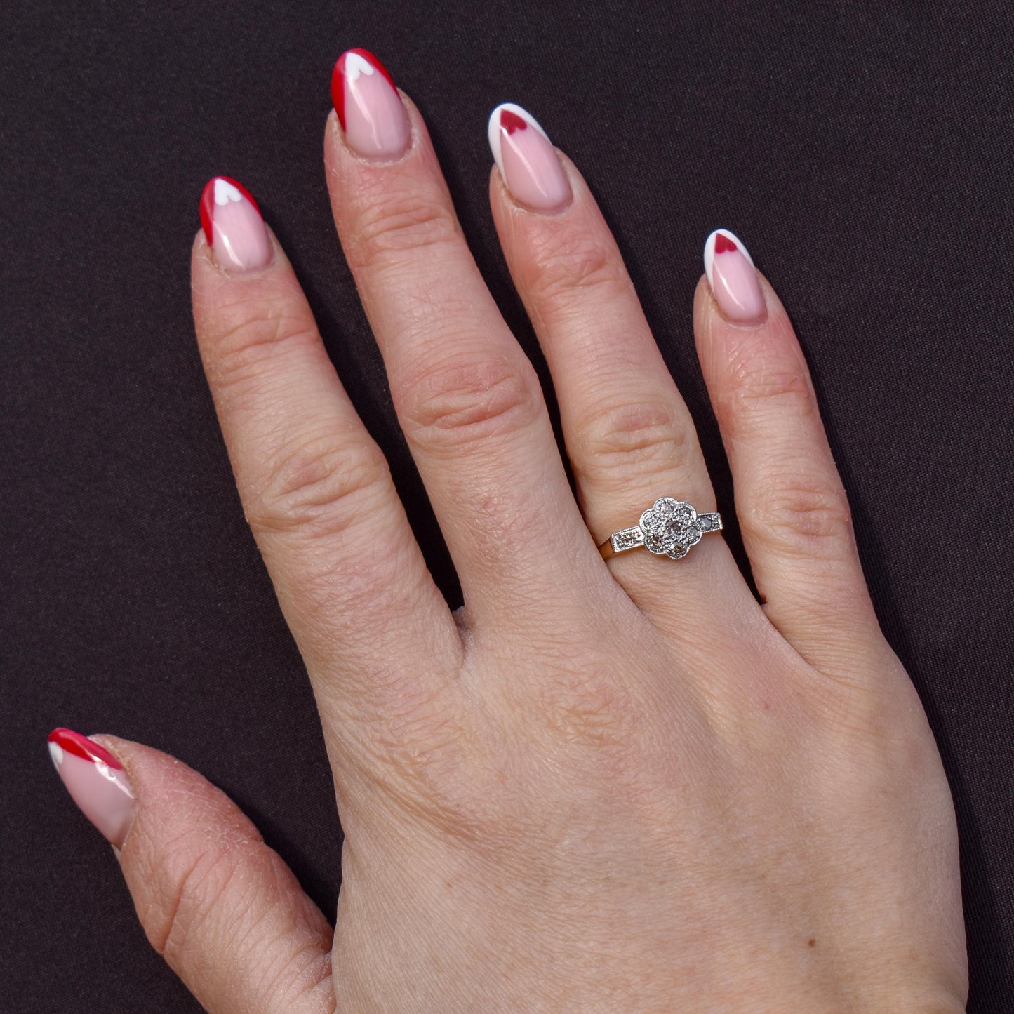 Antique Edwardian Diamond Cluster Daisy 18ct Yellow Gold and Platinum Ring