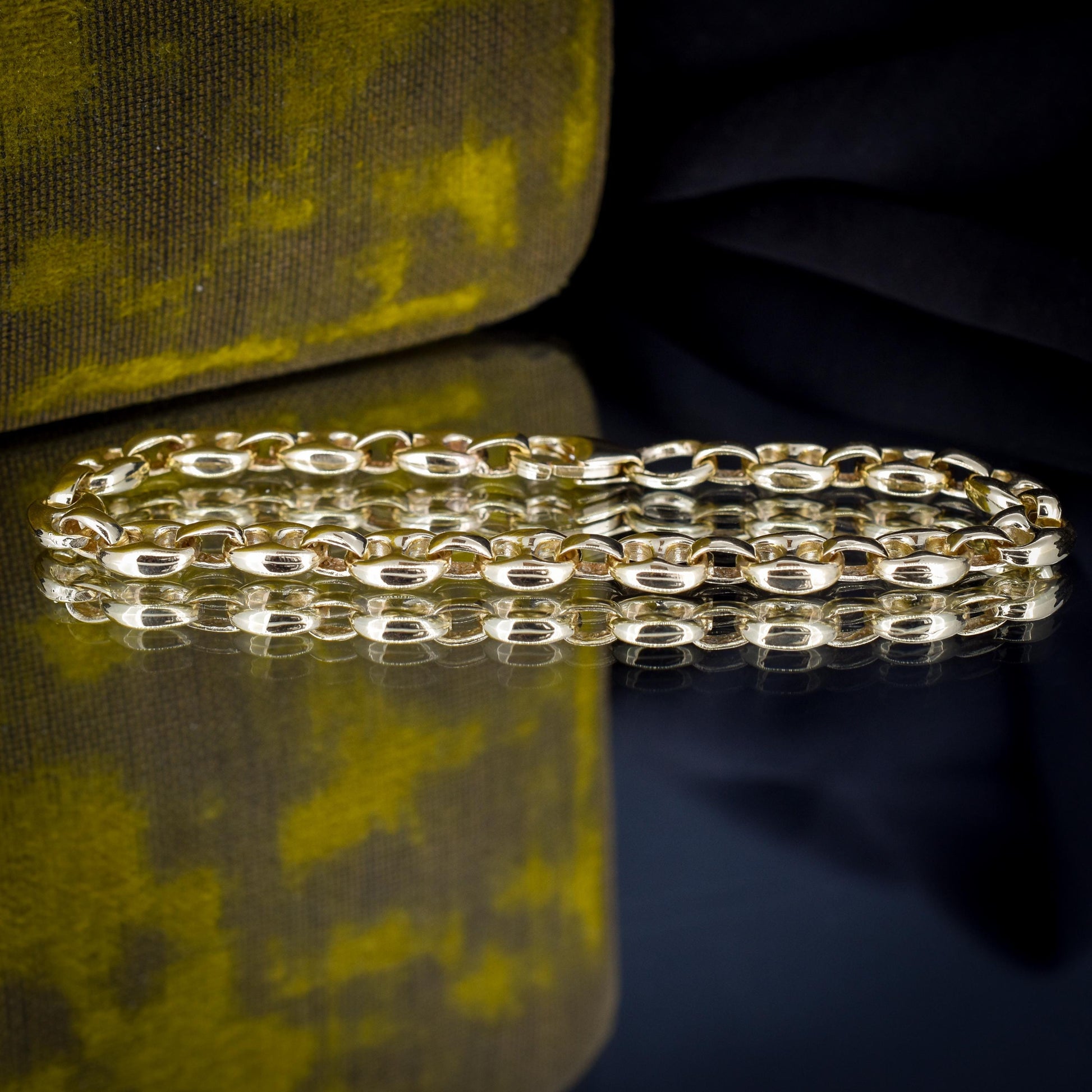 Vintage 9ct Yellow Gold 7.5" Mariner Anchor Link Chain Bracelet