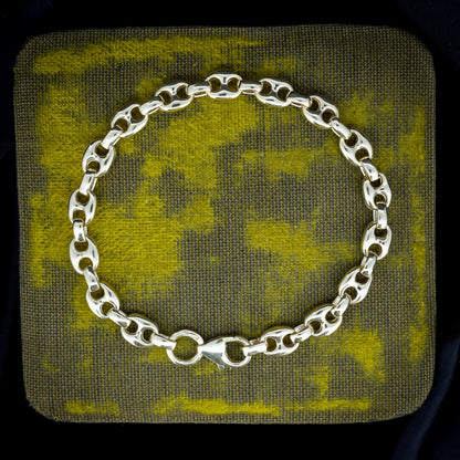 Vintage 9ct Yellow Gold 7.5" Mariner Anchor Link Chain Bracelet