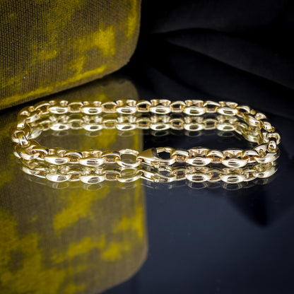 Vintage 9ct Yellow Gold 7.5" Mariner Anchor Link Chain Bracelet