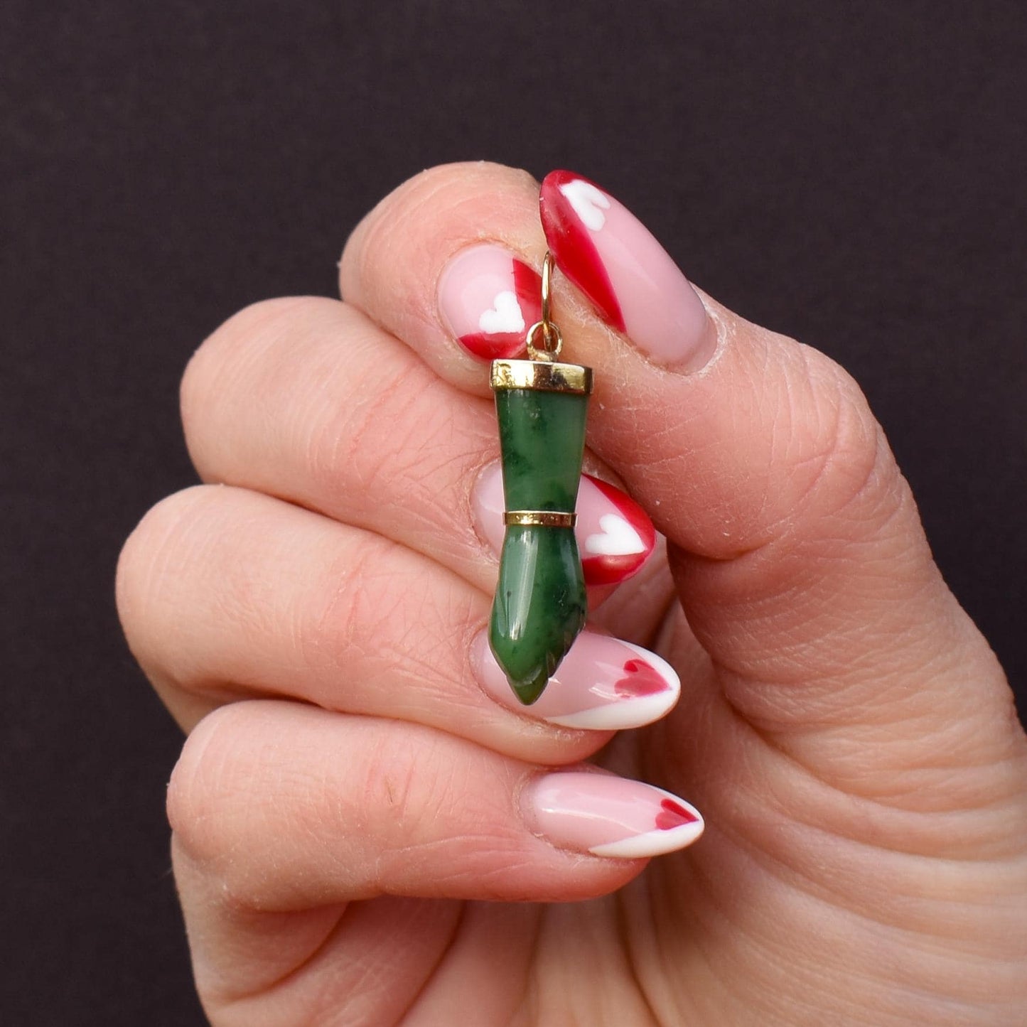 Vintage Green Jade Hand Mano Figa Pendant