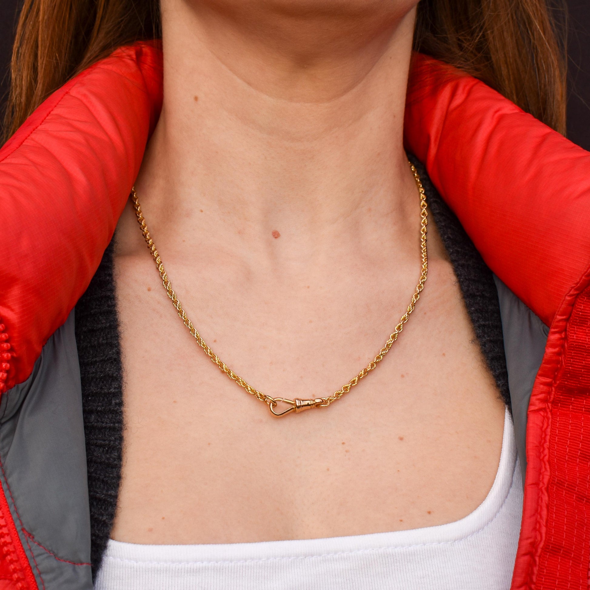 Antique 9ct Yellow Gold 19.5" Lovers Knot Link Chain Necklace