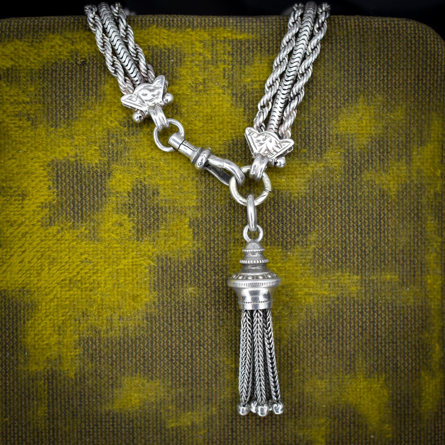 Antique Sterling Silver Albertina Albert Watch Chain Bracelet with Tassel