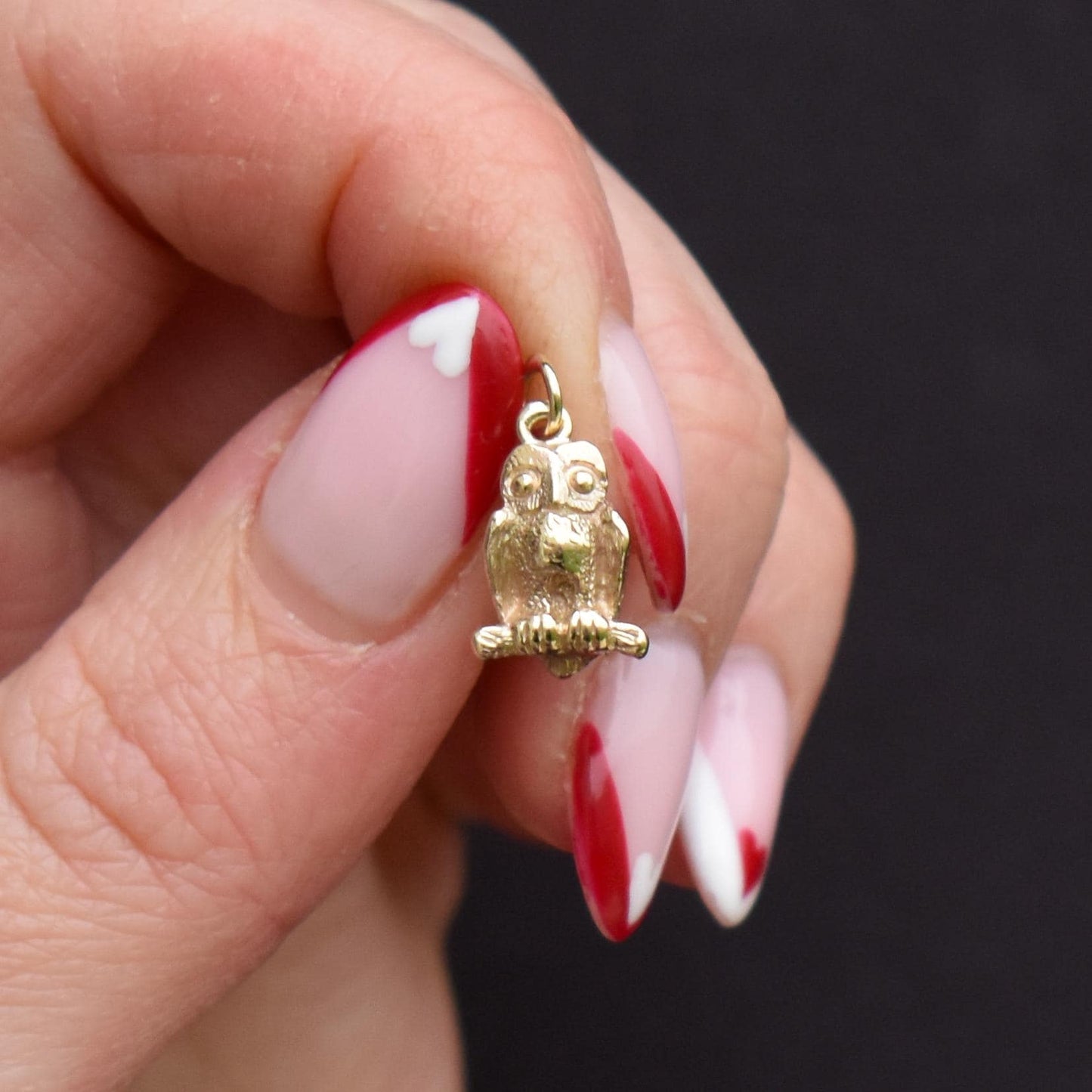 Antique 9ct Gold Owl Charm Pendant