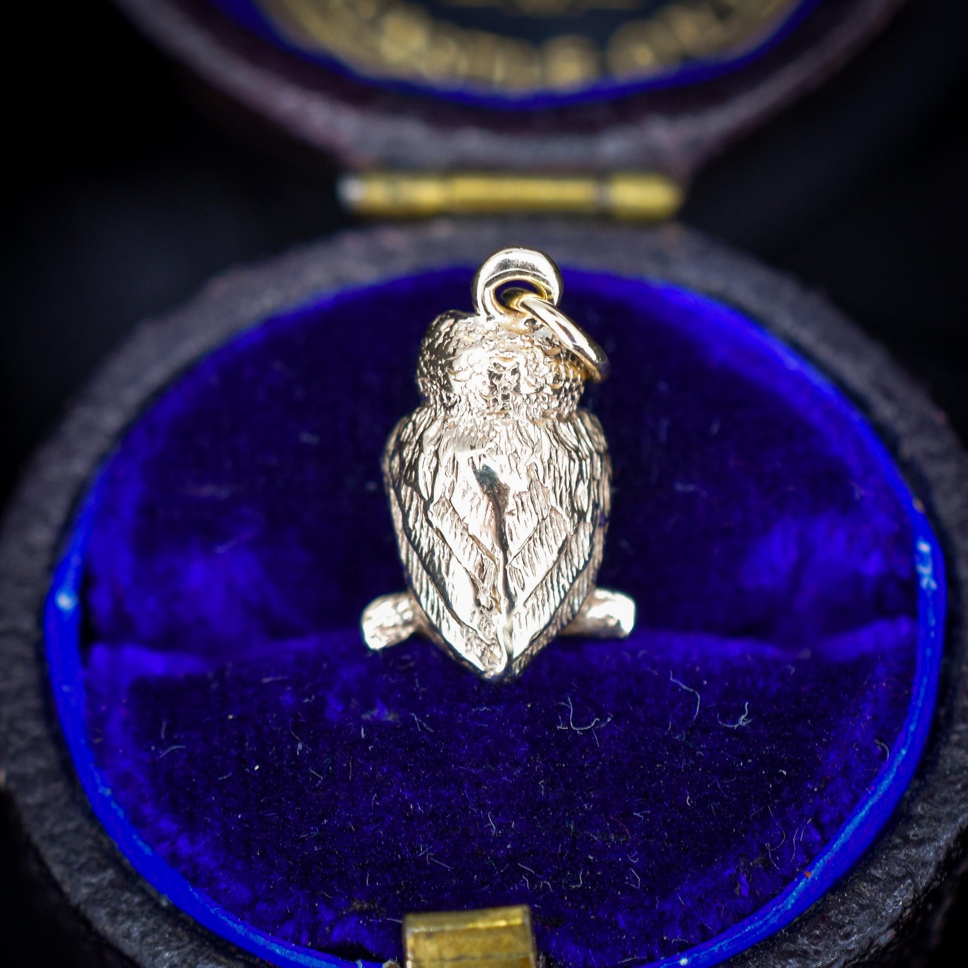 Antique 9ct Gold Owl Charm Pendant