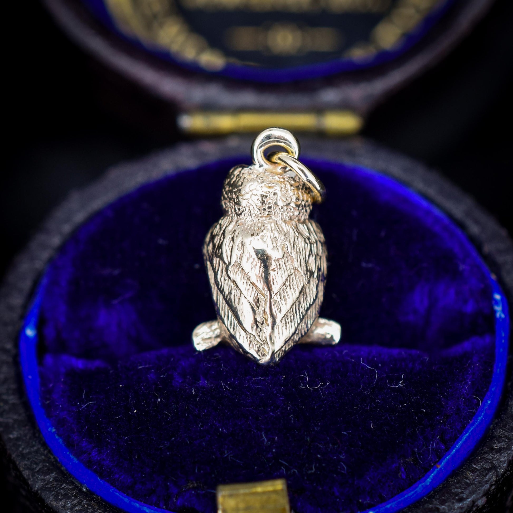 Antique 9ct Gold Owl Charm Pendant