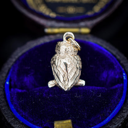 Antique 9ct Gold Owl Charm Pendant