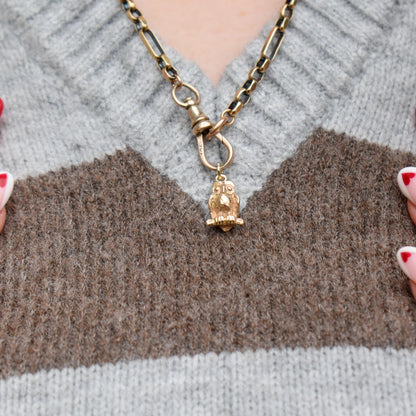 Antique 9ct Gold Owl Charm Pendant