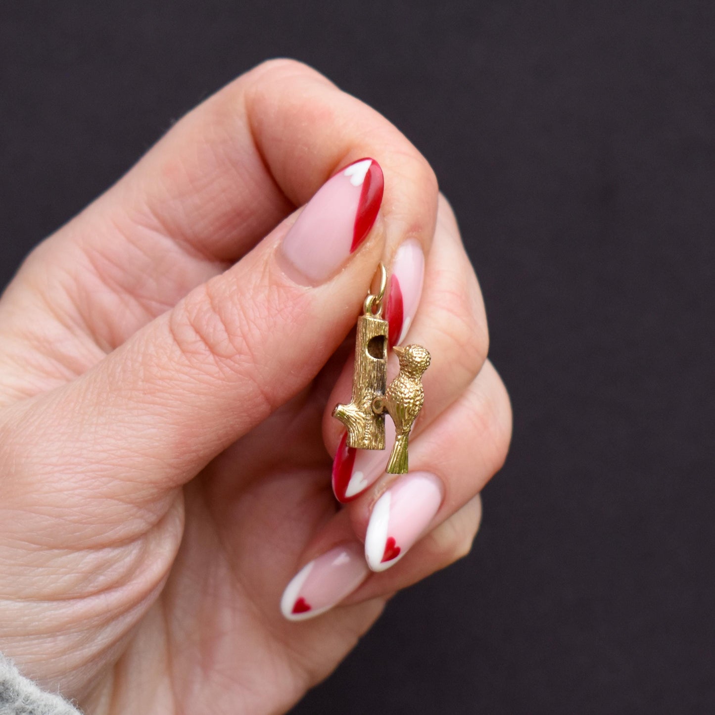 Vintage Articulated Woodpecker Bird 9ct Yellow Gold Charm Pendant