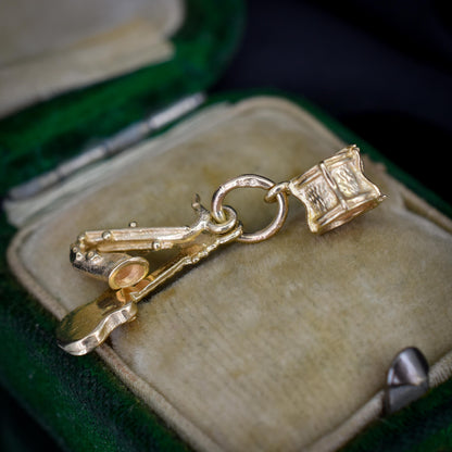 Vintage 9ct Gold Trio of Musical Instruments Charm Pendant