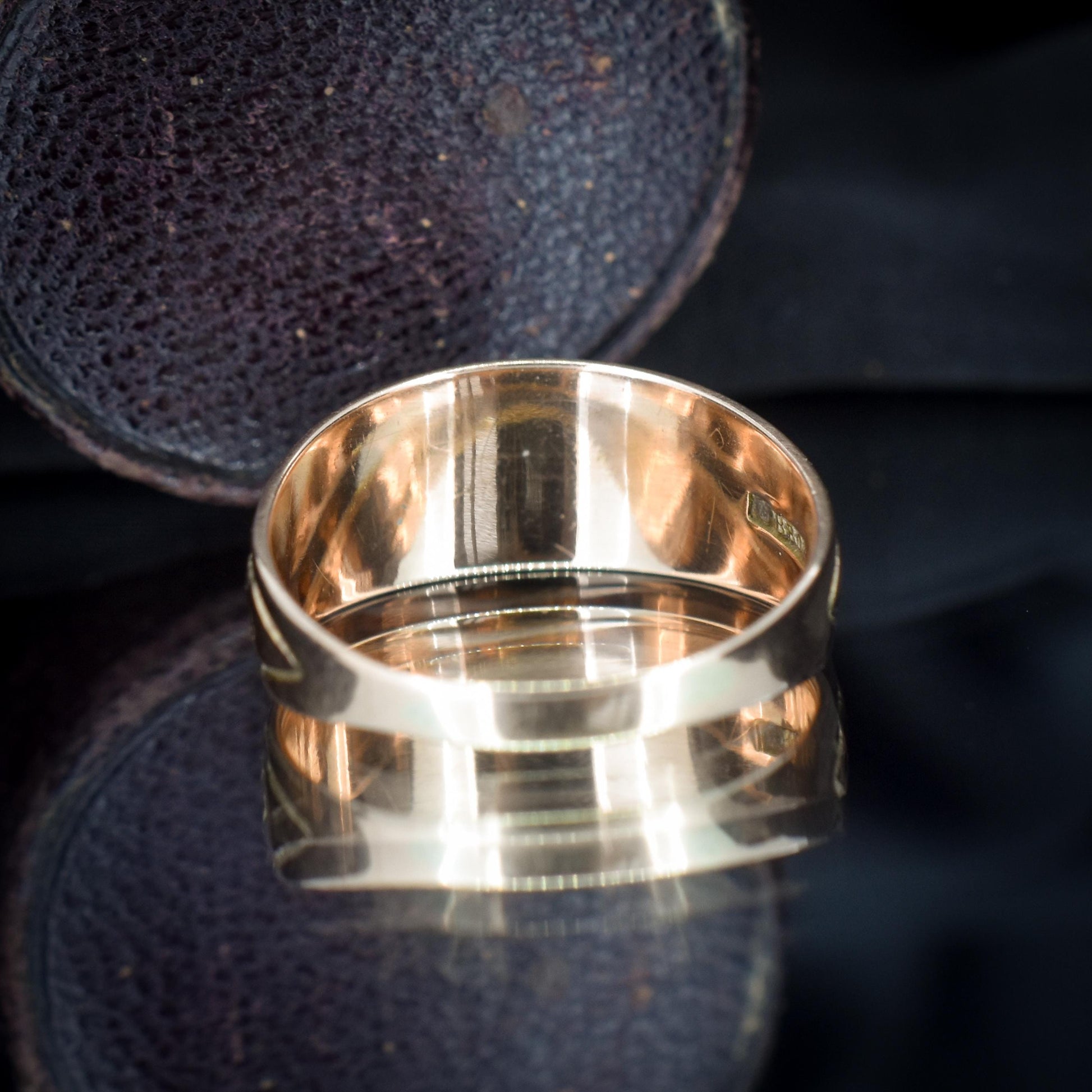 Antique Victorian 'I Cling To Thee' 9ct Gold Wide Band Ring | Birmingham 1891