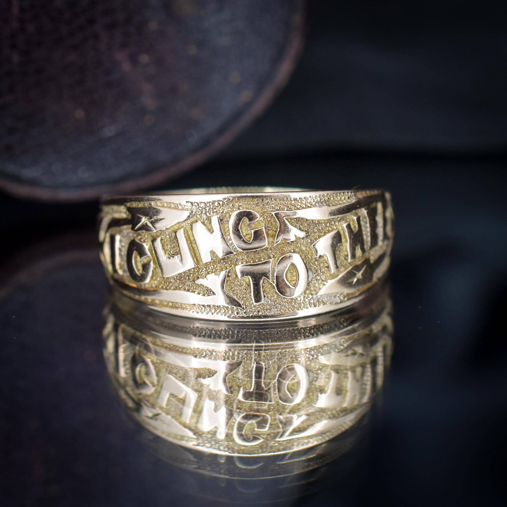 Antique Victorian 'I Cling To Thee' 9ct Gold Wide Band Ring | Birmingham 1891