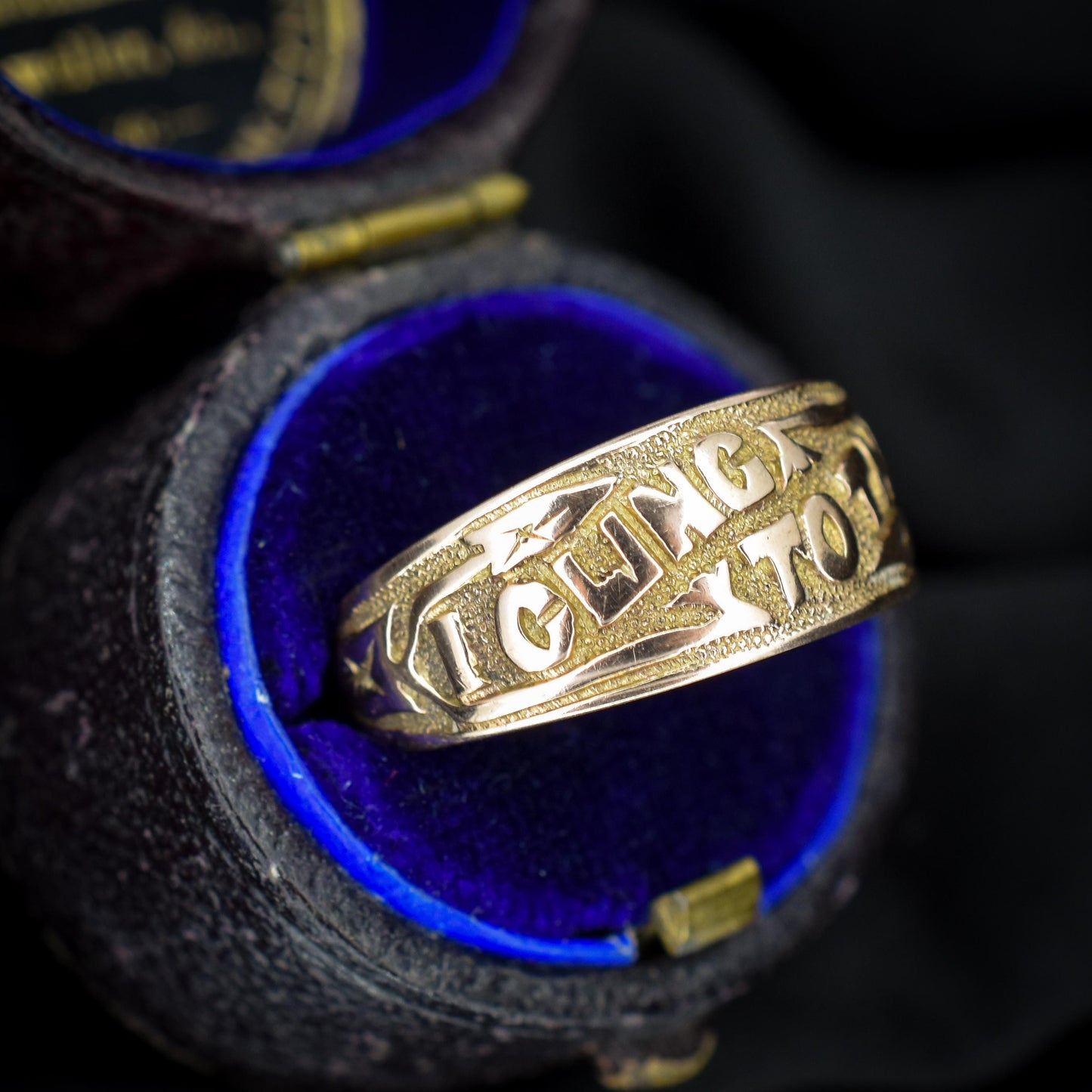 Antique Victorian 'I Cling To Thee' 9ct Gold Wide Band Ring | Birmingham 1891