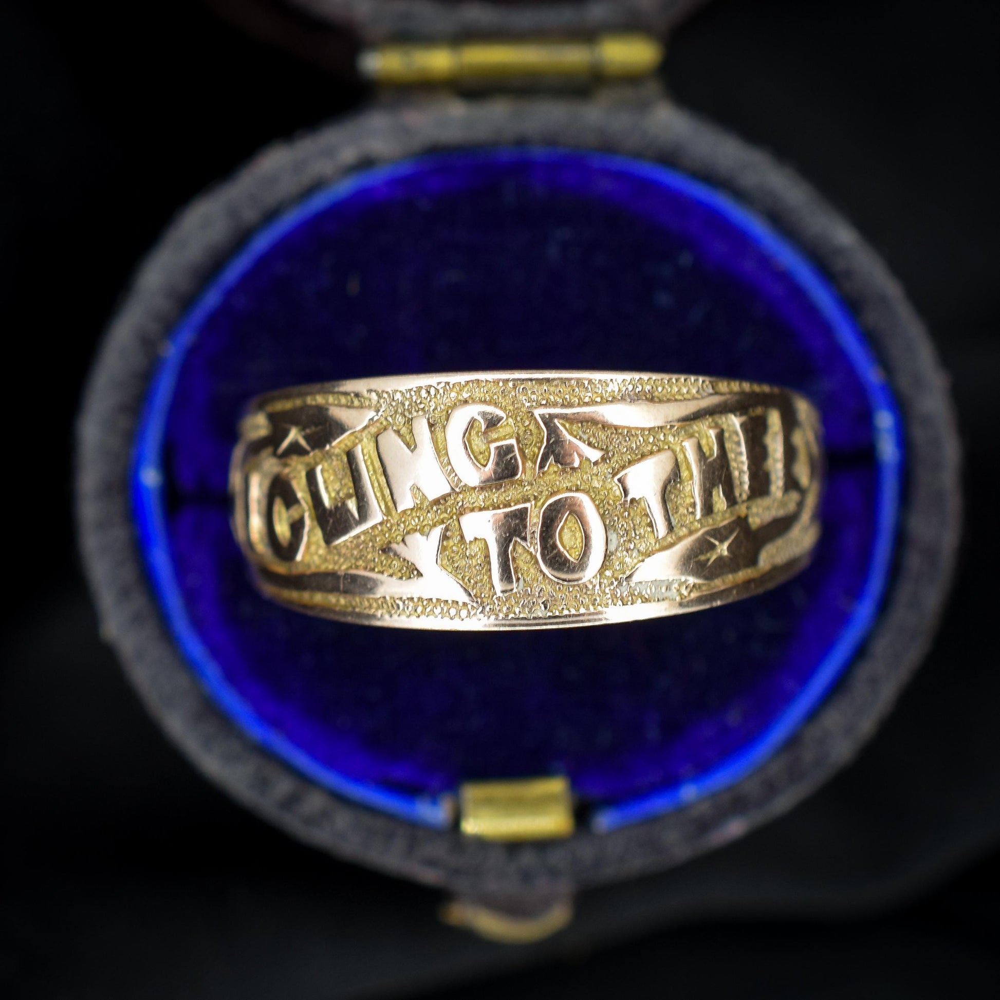 Antique Victorian 'I Cling To Thee' 9ct Gold Wide Band Ring | Birmingham 1891