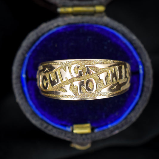 Antique Victorian 'I Cling To Thee' 9ct Gold Wide Band Ring | Birmingham 1891