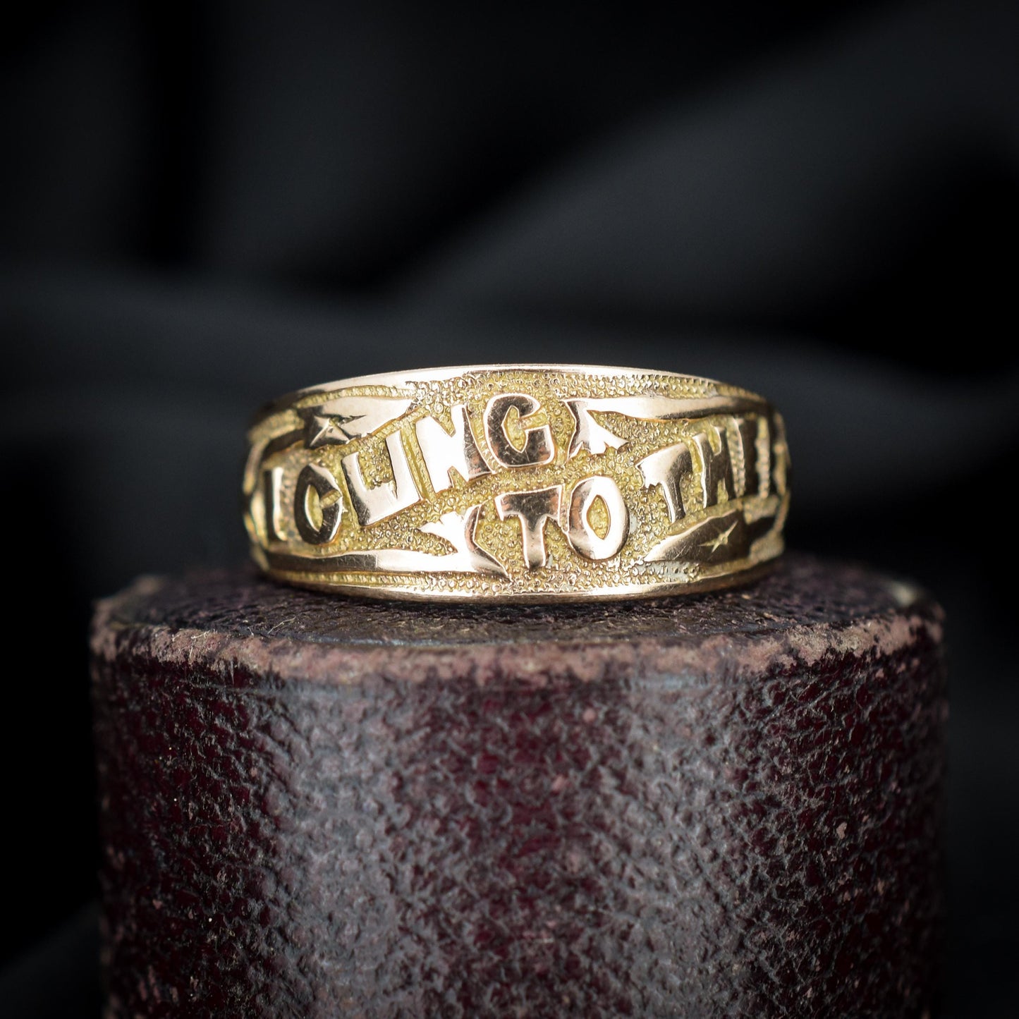 Antique Victorian 'I Cling To Thee' 9ct Gold Wide Band Ring | Birmingham 1891