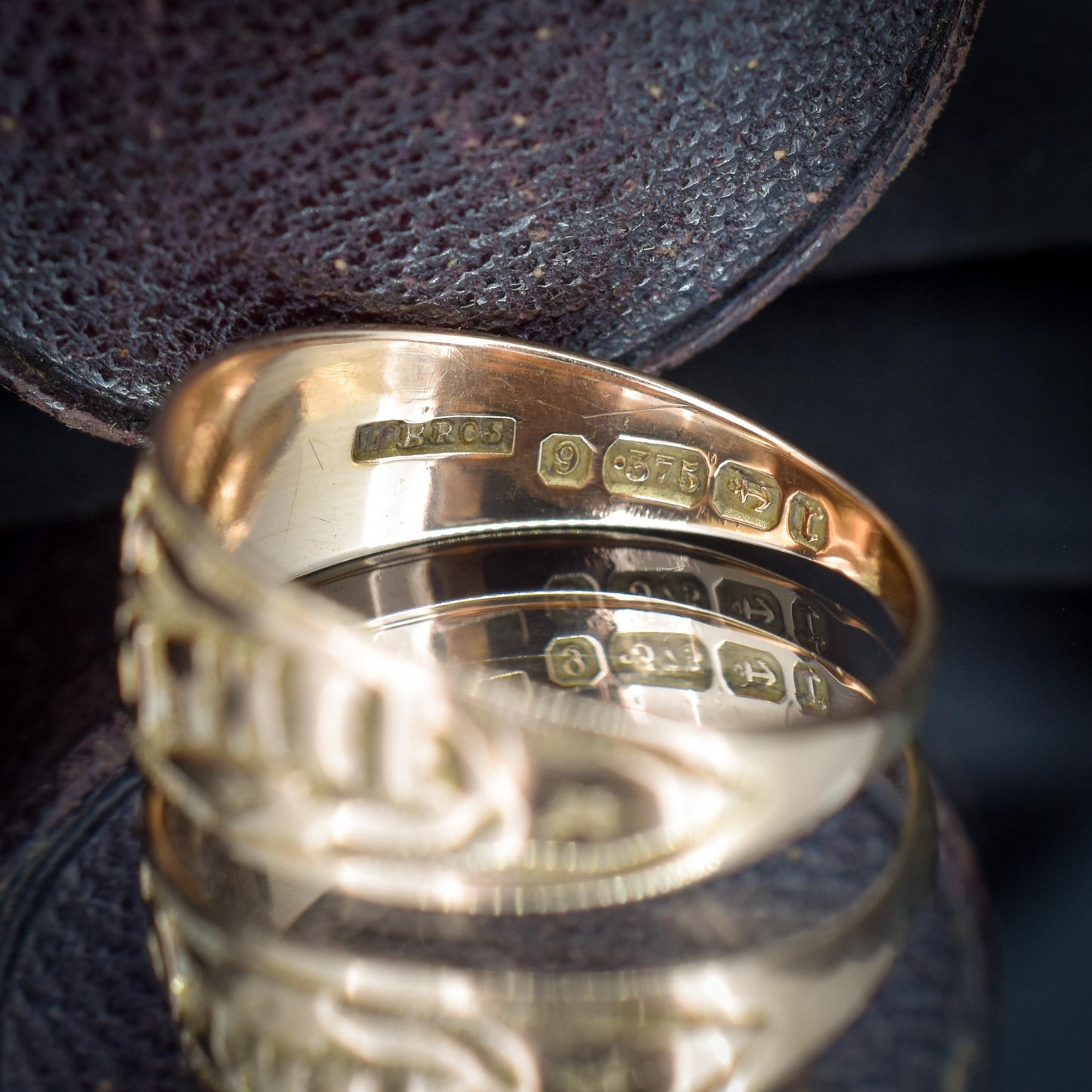 Antique Victorian 'I Cling To Thee' 9ct Gold Wide Band Ring | Birmingham 1891