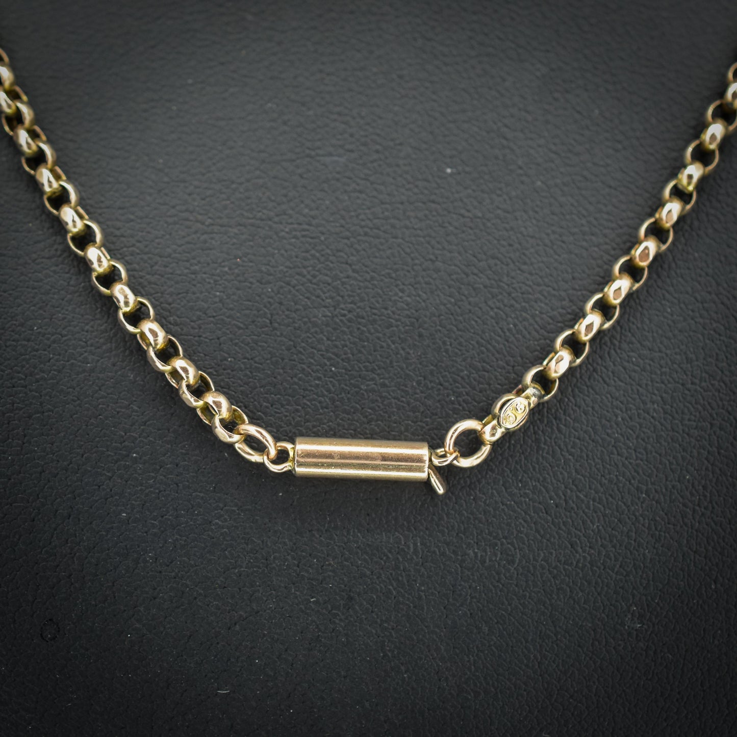 Antique Victorian 9ct Gold Faceted Belcher Link Chain Necklace with Barrel Clasp | 18"