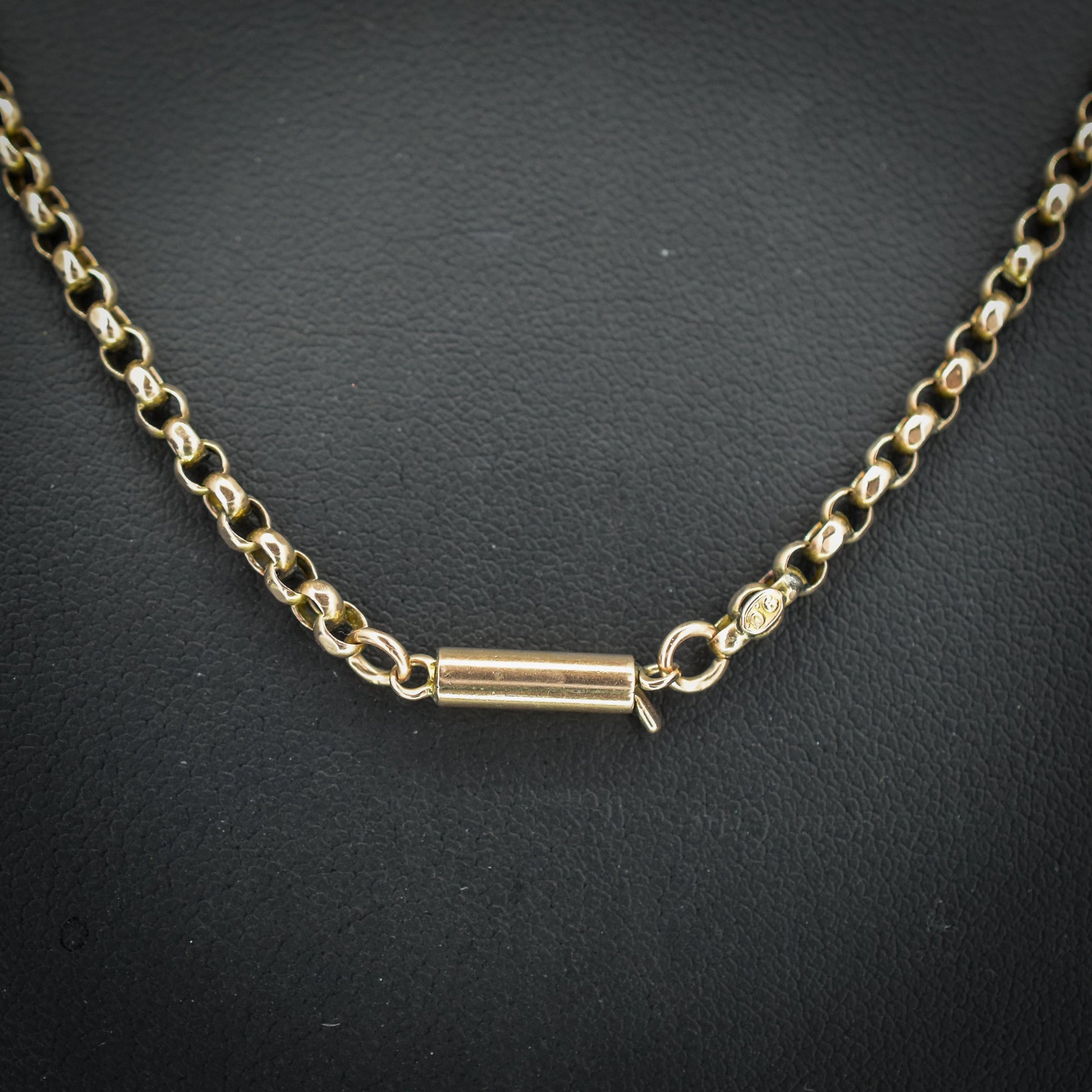 Antique Victorian 9ct Gold Faceted Belcher Link Chain Necklace with Barrel Clasp | 18"