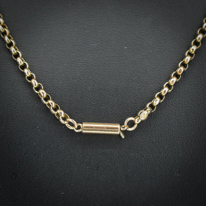 Antique Victorian 9ct Gold Faceted Belcher Link Chain Necklace with Barrel Clasp | 18"