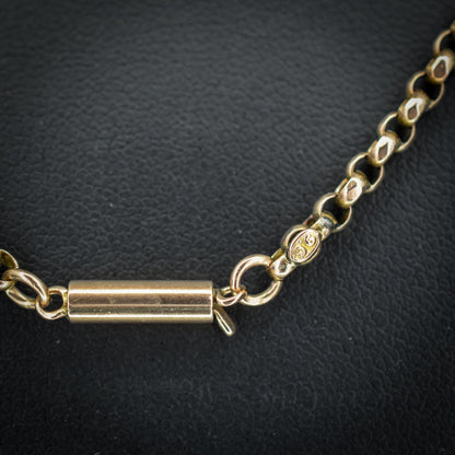 Antique Victorian 9ct Gold Faceted Belcher Link Chain Necklace with Barrel Clasp | 18"