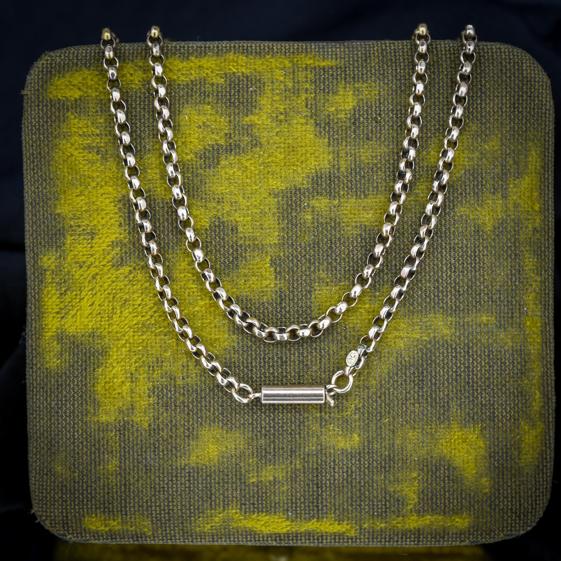 Antique Victorian 9ct Gold Faceted Belcher Link Chain Necklace with Barrel Clasp | 18"