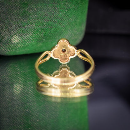 Antique Victorian Pearl and Old Cut Diamond 18ct Gold Ring