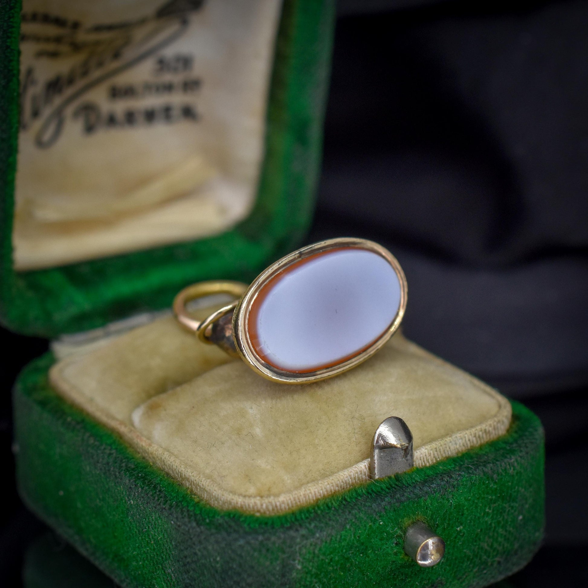 Antique Lion Ornate Sardonyx Fob Seal Pendant Charm