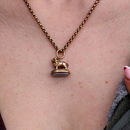 Antique Lion Ornate Sardonyx Fob Seal Pendant Charm