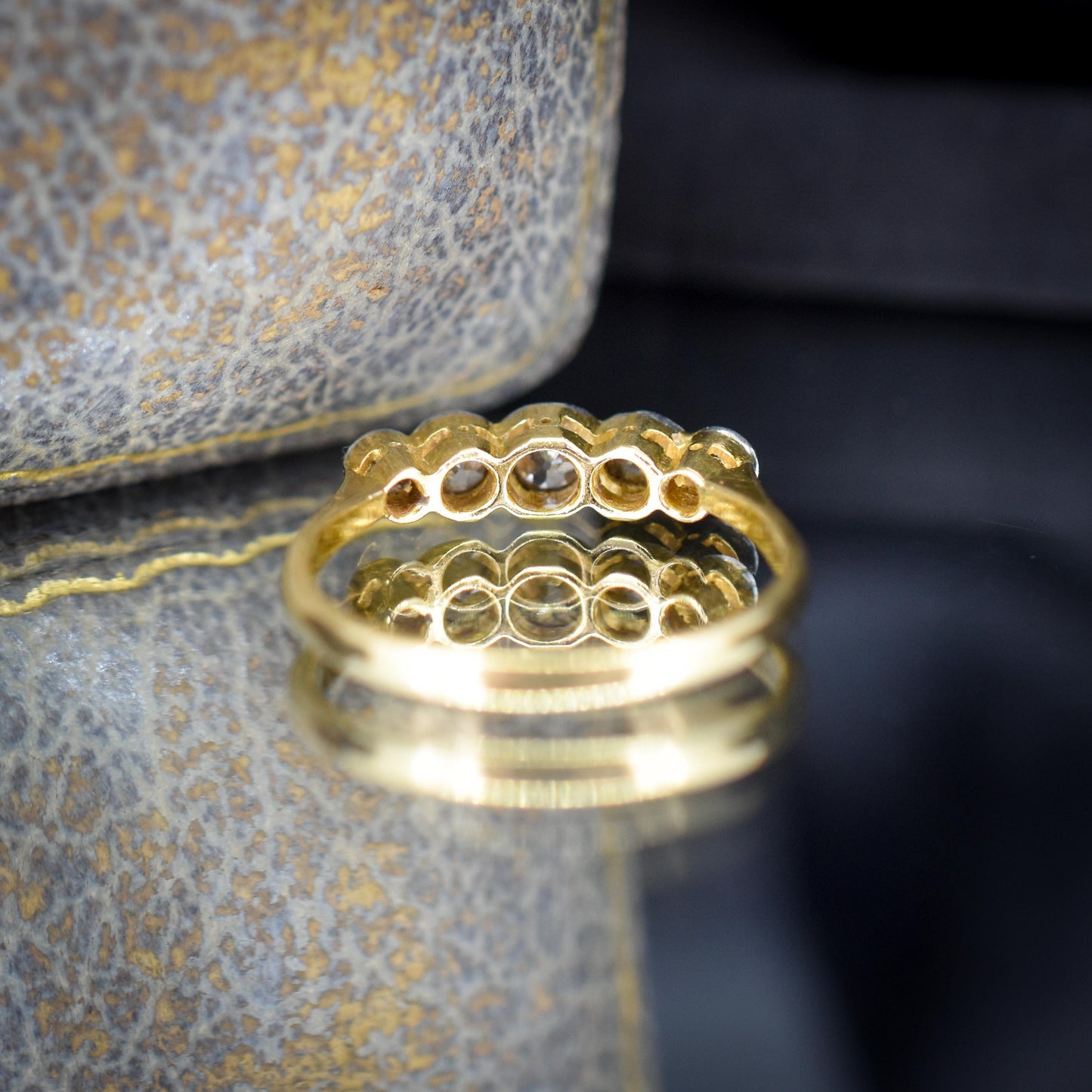 Antique Diamond Five Stone Bezel 18ct Gold Platinum Ring - 0.50ct