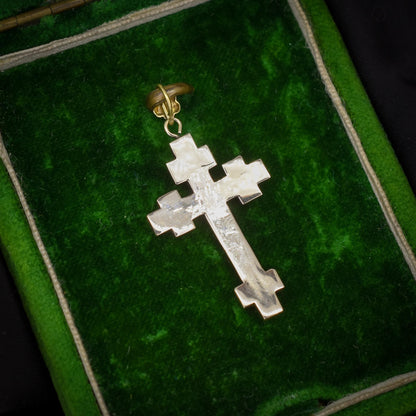 Antique Victorian Turquoise Pearl Gold Cross Pendant