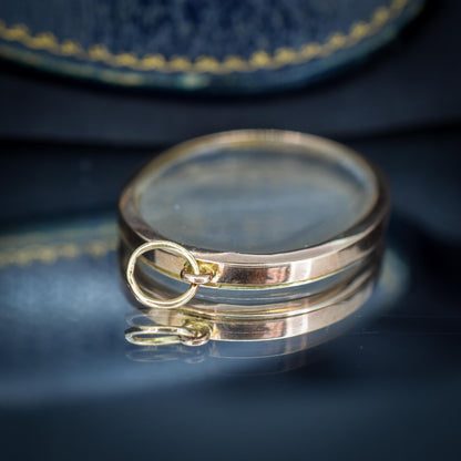 Antique Oval Glass 9ct Gold Photo Locket Pendant