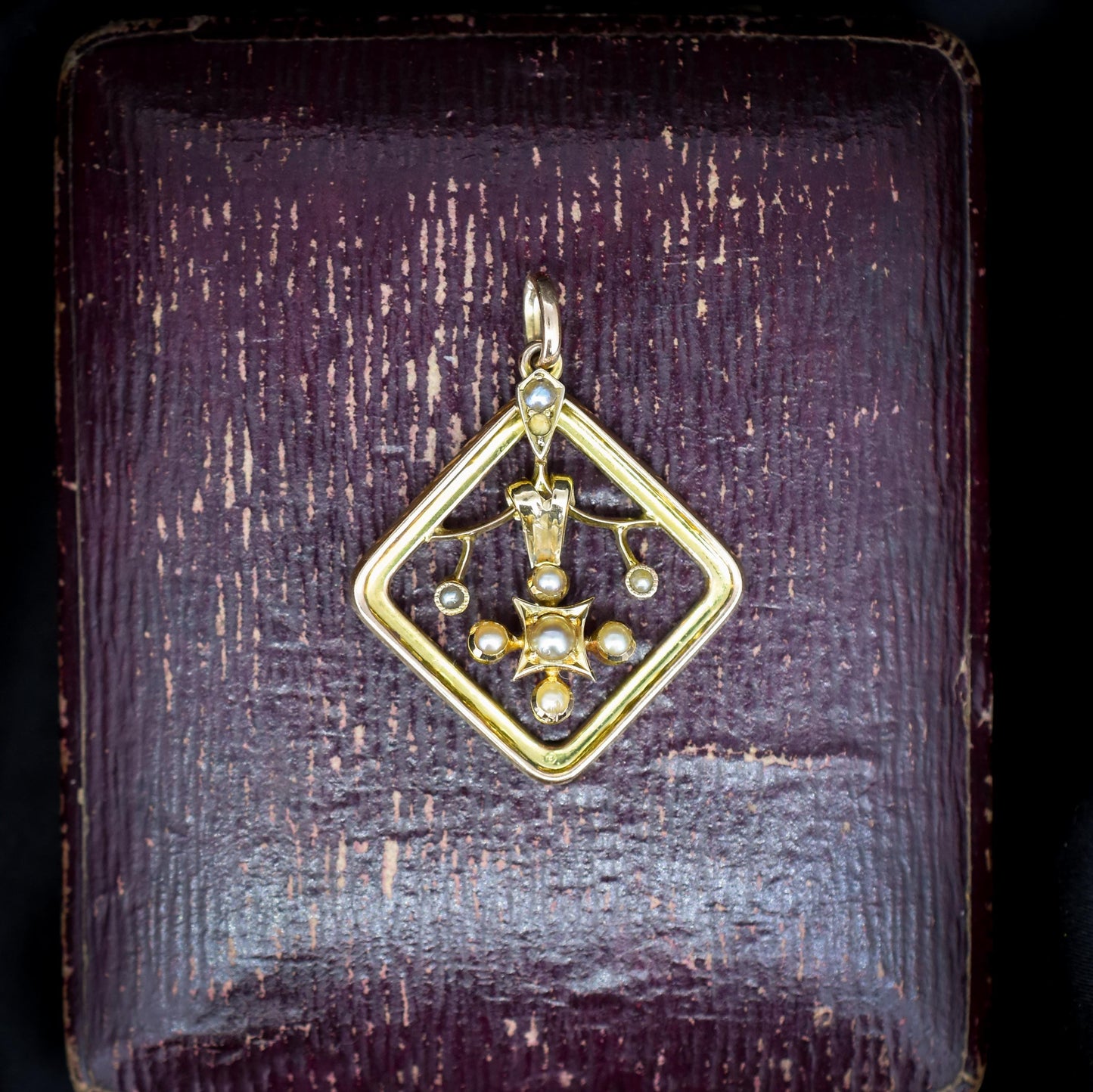 Antique 9ct Gold Pearl Floral Pendant