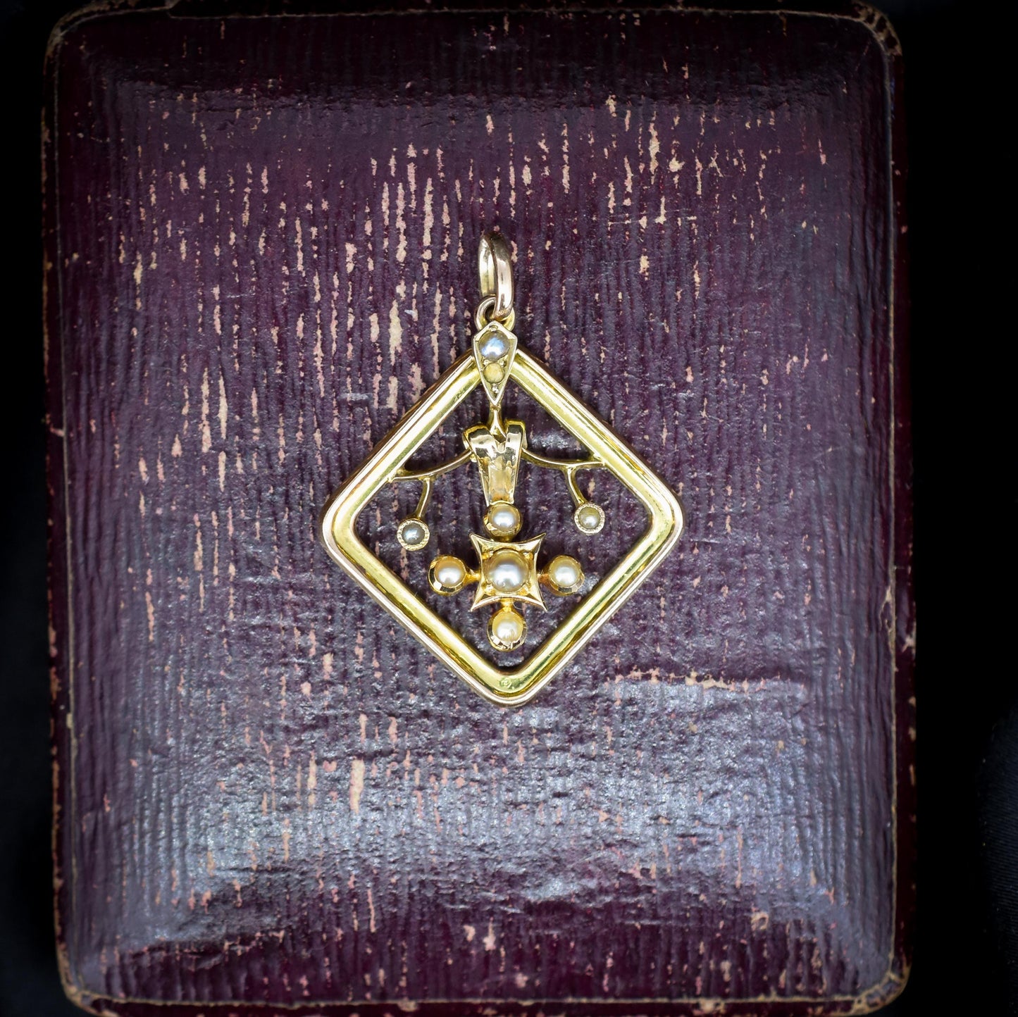 Antique 9ct Gold Pearl Floral Pendant