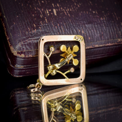 Antique 9ct Gold Pearl Floral Pendant