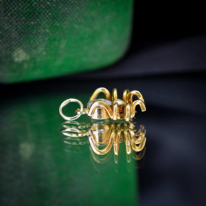 Antique Blue Paste Pearl 9ct Gold Spider Charm Pendant | Edwardian