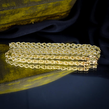 Antique '1904' 9ct Yellow Gold Lovers Knot Link Chain Necklace 18.5" Length
