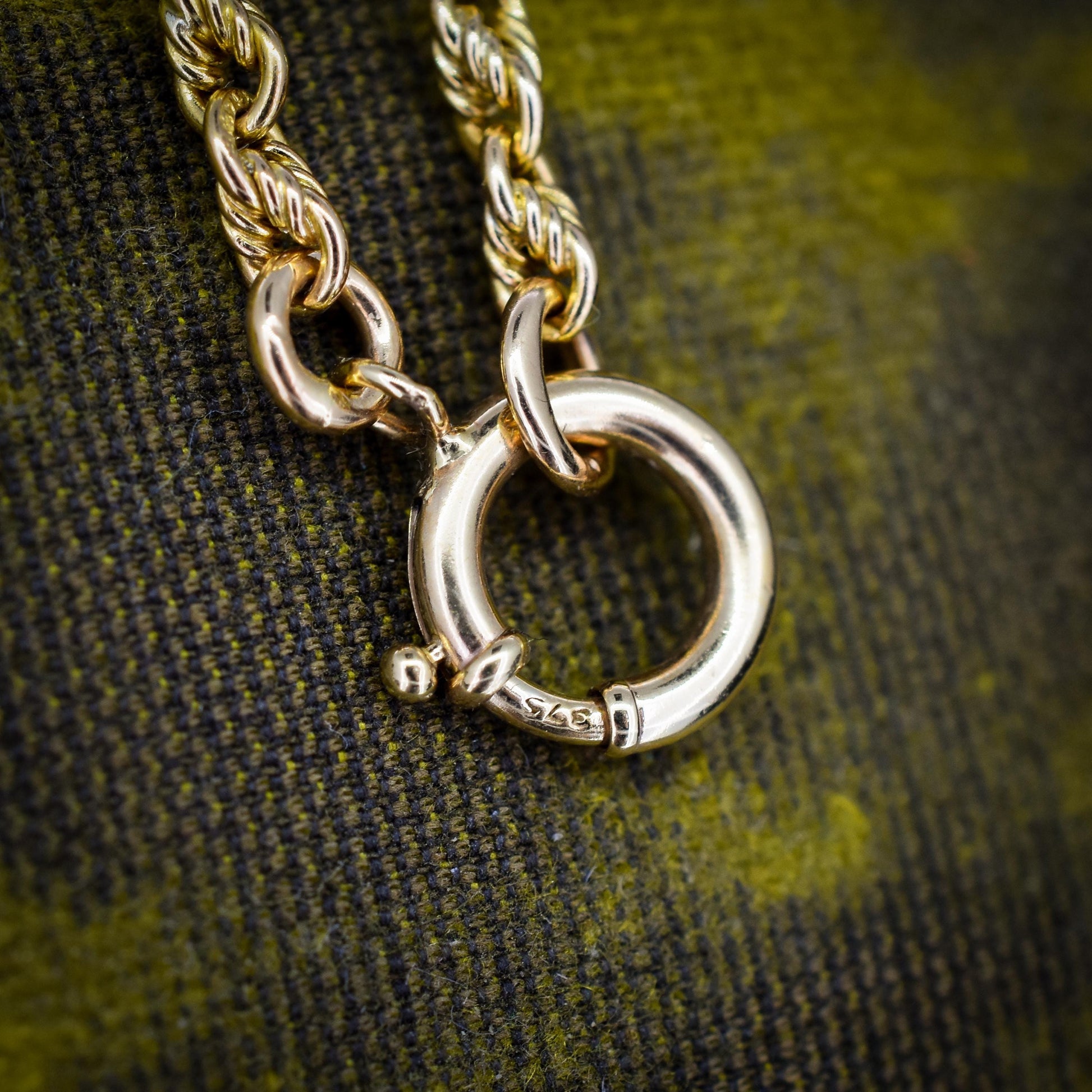 Antique '1904' 9ct Yellow Gold Lovers Knot Link Chain Necklace 18.5" Length