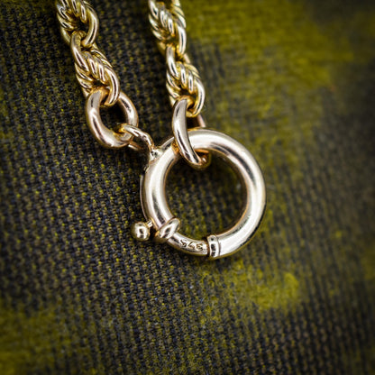 Antique '1904' 9ct Yellow Gold Lovers Knot Link Chain Necklace 18.5" Length