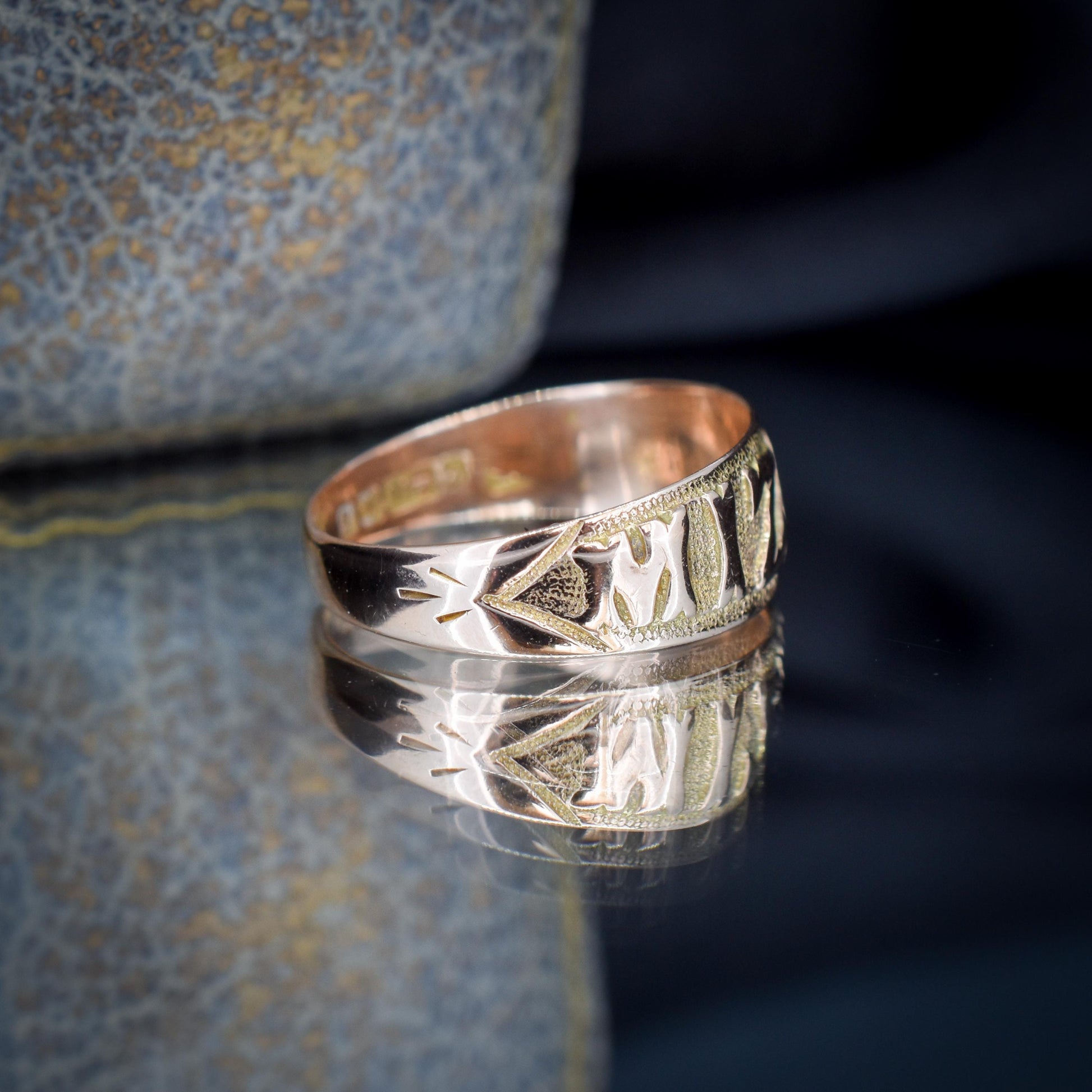 Antique Mizpah 9ct Gold Wide Band Ring | Birmingham 1918