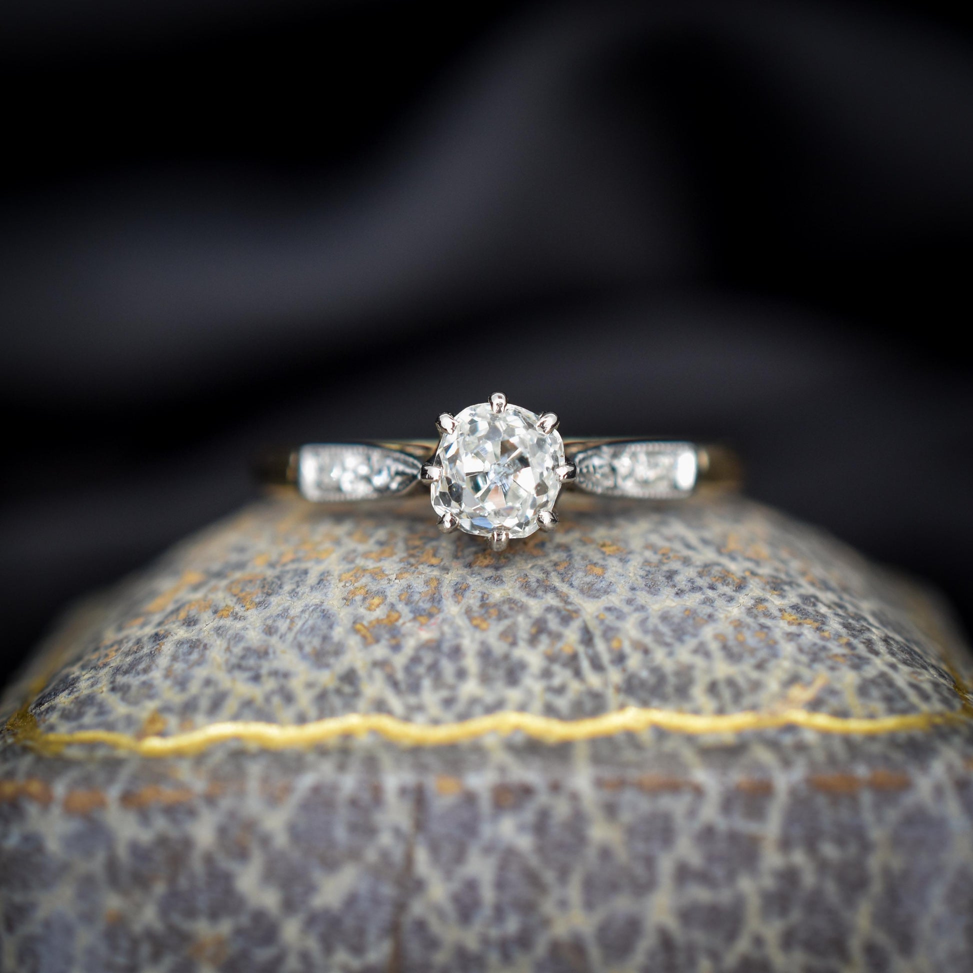 Antique 0.63ct Old Cut Diamond Solitaire 18ct Gold Engagement Ring